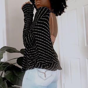 Free People • Striped Oversized Open Back Sweater